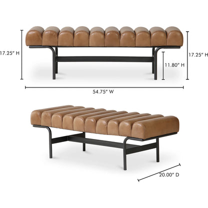 Harrison Bench by Moe's Home Collection. Made from upholstery: top, grain buffalo leather, iron frame in a traditional style.