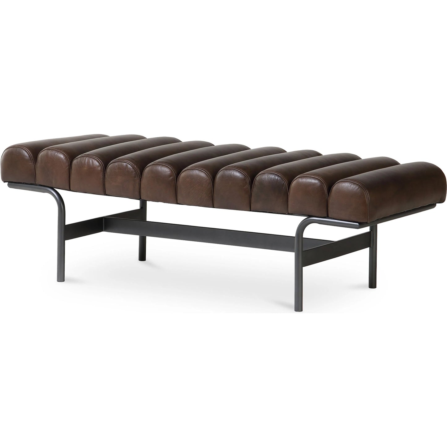 002 SI-2253769 | Primary Silo | Harrison Bench by Moe's Home Collection. Made from upholstery: top, grain buffalo leather, iron frame in a traditional style.