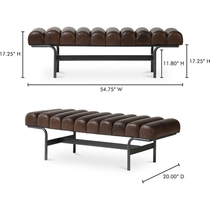 Harrison Bench by Moe's Home Collection. Made from upholstery: top, grain buffalo leather, iron frame in a traditional style.