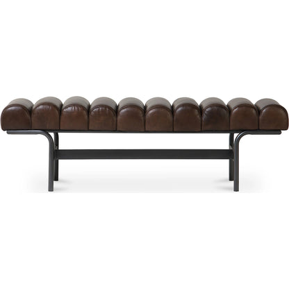 Harrison Bench by Moe's Home Collection. Made from upholstery: top, grain buffalo leather, iron frame in a traditional style.