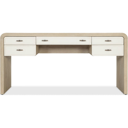 Brixton Writing Desk by Hooker Furniture in light wood and pebble hue. Made from elm veneers in a transitional style.