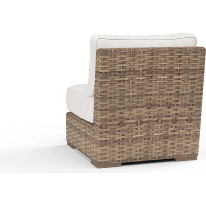 Havana Outdoor Armless Club Chair by Sunset West in tobacco. Made from resin wicker in a modern style.