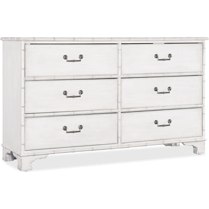 Charleston Six-Drawer Dresser by Hooker Furniture in white heron. Made from wood, resin in a transitional style.