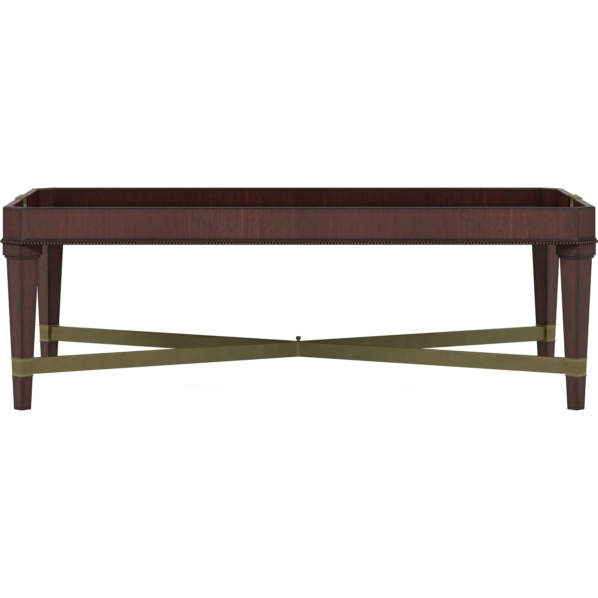 Revival Rectangular Cocktail Table by A.R.T. Furniture in brown and napa mahogany. Made from rubberwood solids, quarter mahogany veneer, resin, metal in a traditional style.