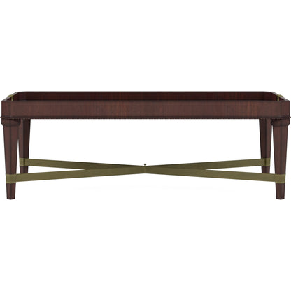 Revival Rectangular Cocktail Table by A.R.T. Furniture in brown and napa mahogany. Made from rubberwood solids, quarter mahogany veneer, resin, metal in a traditional style.