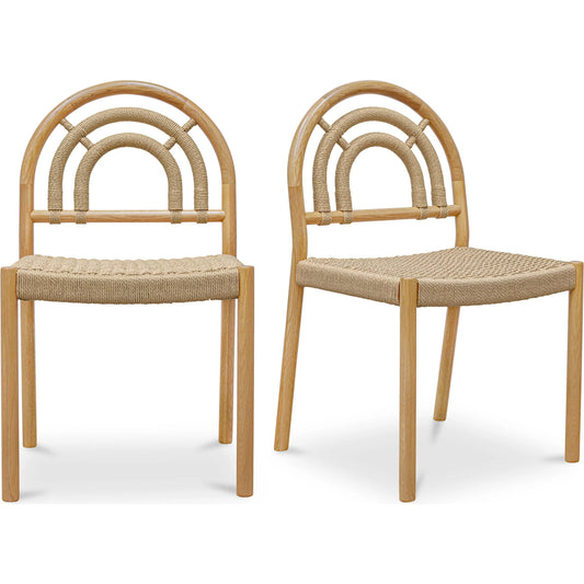 Avery Dining Chair (Set of 2) by Moe's Home Collection in natural. Made from solid oak, paper rope in a rustic style.