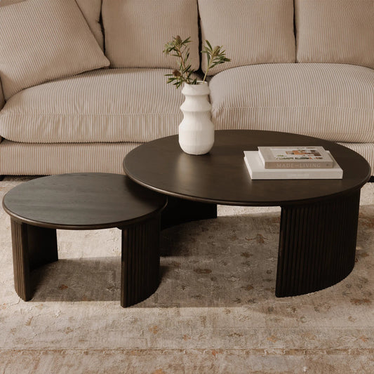 Penny Coffee Table by Moe's Home Collection. Made from solid oak tabletop, oak veneer over plywood base in a unique style.