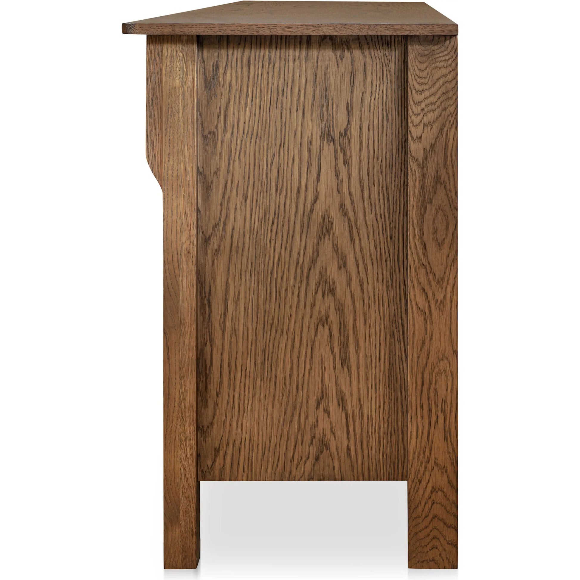Caroline Sideboard by Moe's Home Collection in warm brown. Made from solid oak frame, oak veneer over mdf side panel, drawer in a transitional style.