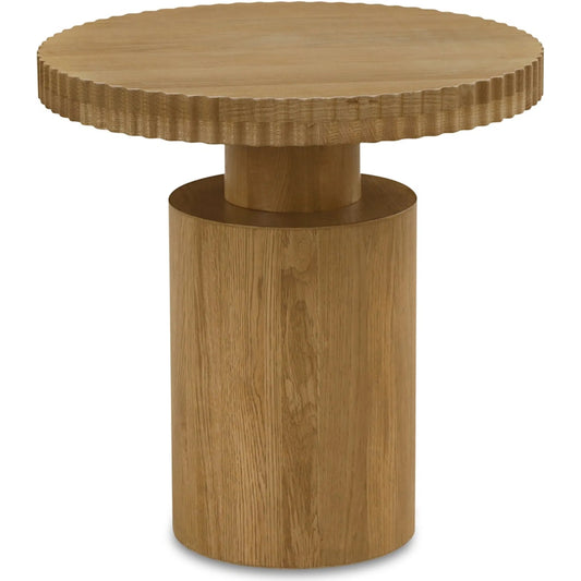Leigh Side Table by Moe's Home Collection in brown and brown - md-2077. Made from solid oak edge, oak veneer over mdf top, plywood, adjustable glide in a unique style.