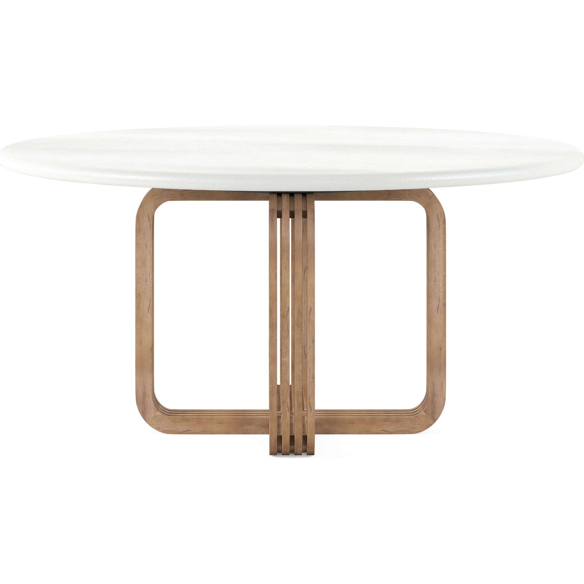 Portico Round Dining Table by A.R.T. Furniture in sienna, white plaster. Made from parawood solids, mindi veneers in a modern style.