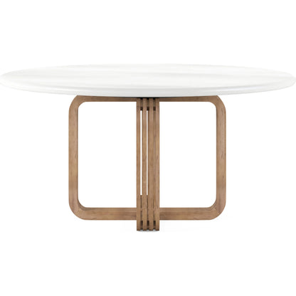 Portico Round Dining Table by A.R.T. Furniture in sienna, white plaster. Made from parawood solids, mindi veneers in a modern style.