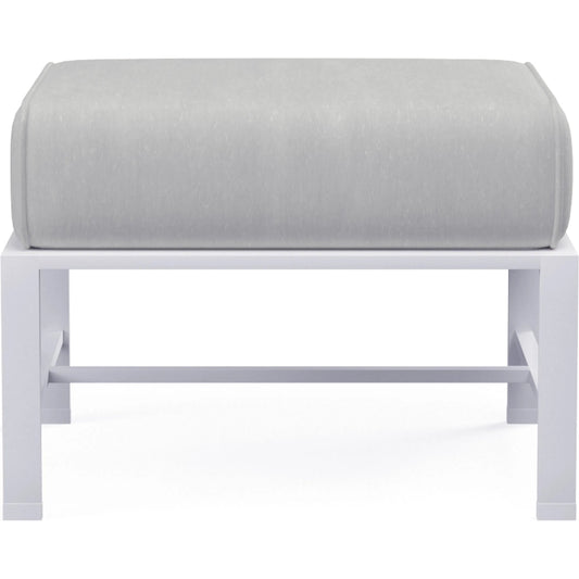 Bristol Outdoor Ottoman in Canvas Flax w/ Self Welt by Sunset West. Made from aluminum in a modern style.