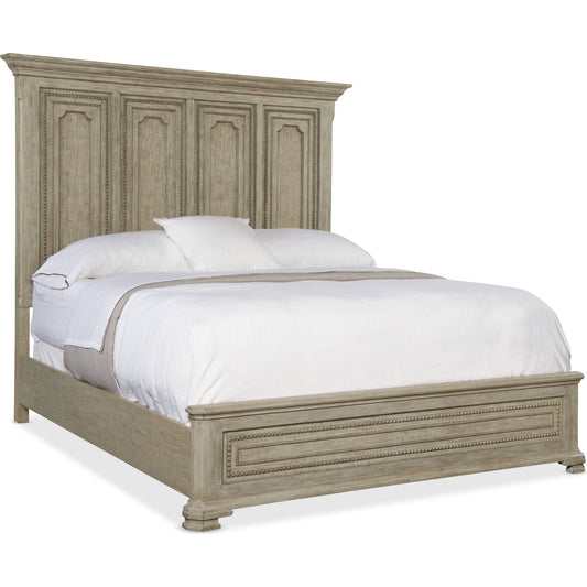 Leonardo Mansion Bed by Hooker Furniture in light tusk. Made from oak veneers in a traditional style.