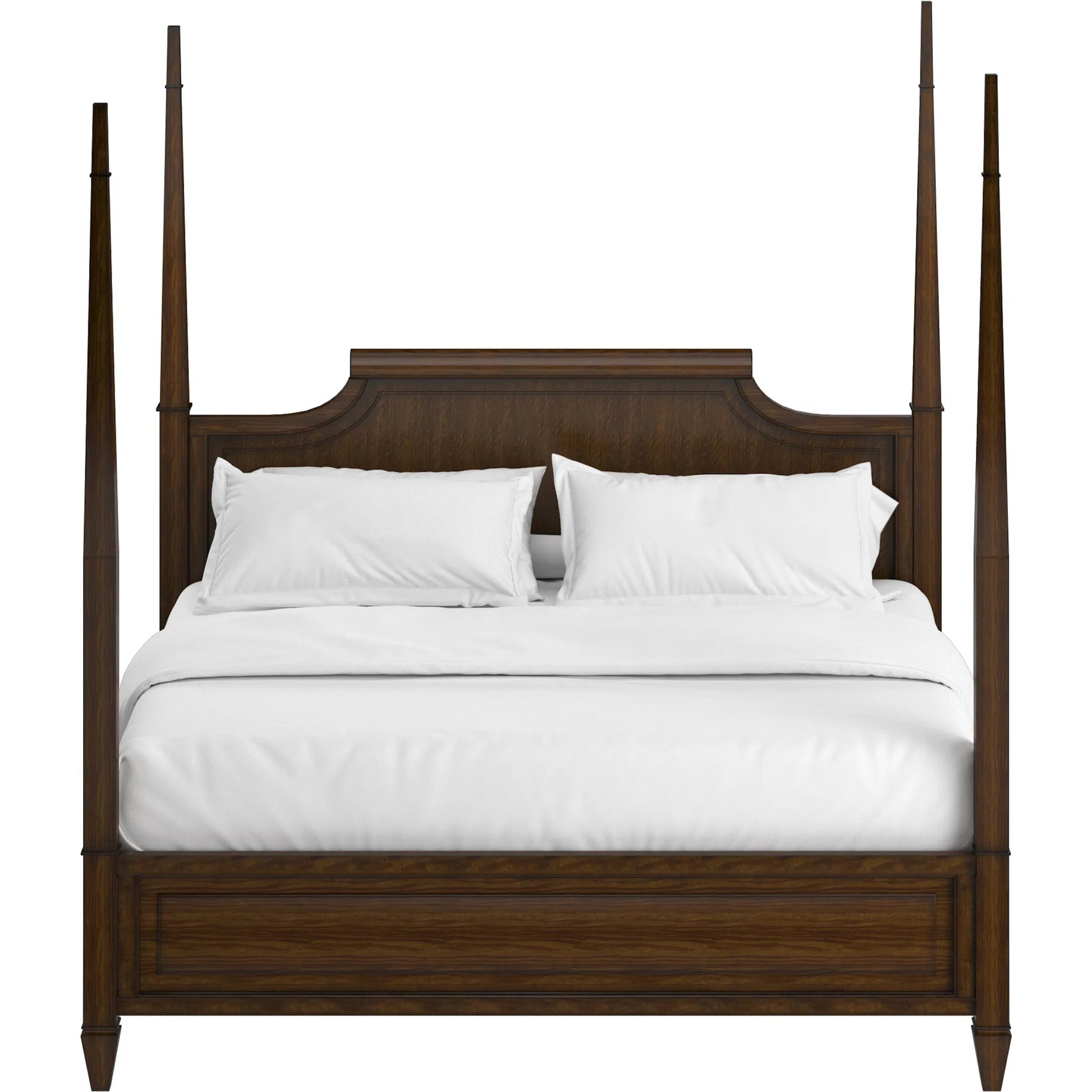 Eave Panel Bed by A.R.T. Furniture in hazelnut. Made from poplar, parawood solids, walnut veneer in a traditional style.