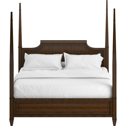 Eave Panel Bed by A.R.T. Furniture in hazelnut. Made from poplar, parawood solids, walnut veneer in a traditional style.