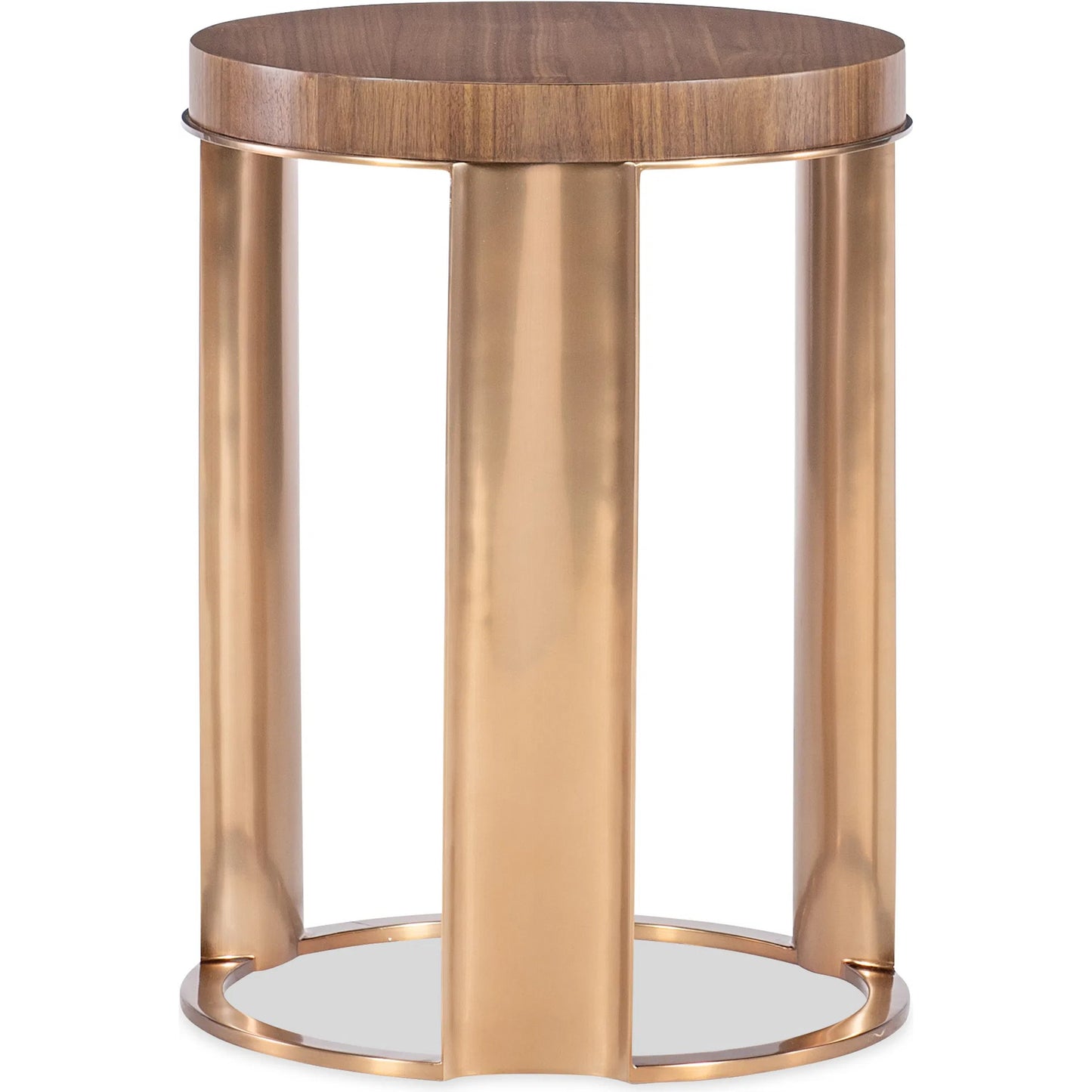 003 SI-2458557 | Additional Silo | Eleana Accent Table by Hooker Furniture in light caramel, quartered walnut veneers, sunlit bronze metal. Made from walnut veneers, metal in a modern style.