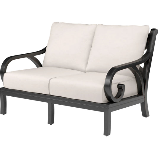 Monterey Outdoor Loveseat by Sunset West in browns. Made from aluminum in a cottage & farmhouse style.