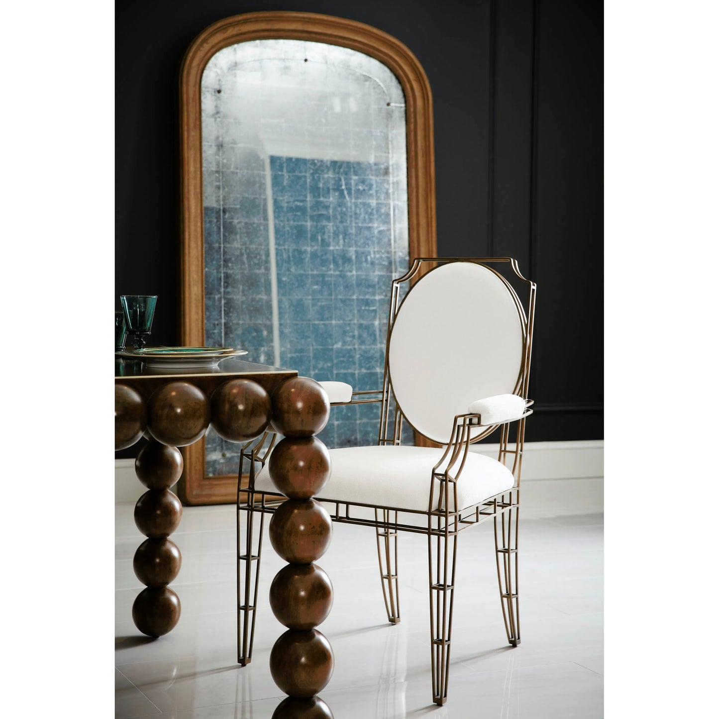 013 SI-2186347 | Lifestyle | Orb Rectangular Dining Table by Jonathan Charles in brown and medium brown mahogany. Made from mahogany veneers, faux bone in a modern style.