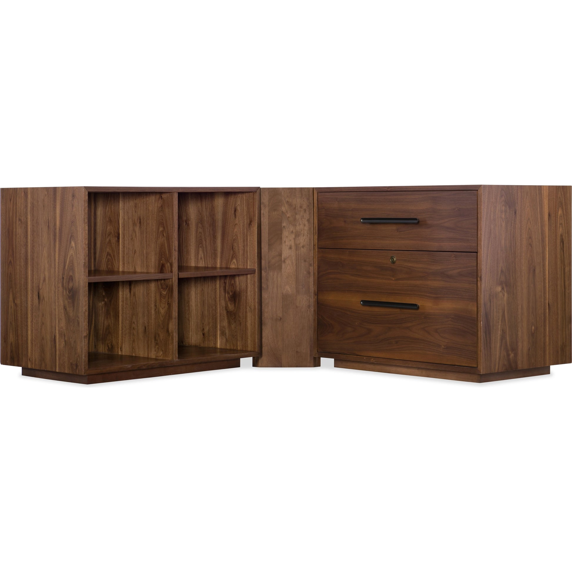Elon Bunching Bookcase by Hooker Furniture in walnut. Made from flat cut walnut veneers in a traditional style.