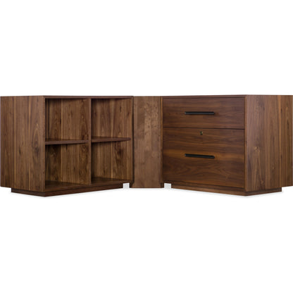 Elon Bunching Bookcase by Hooker Furniture in walnut. Made from flat cut walnut veneers in a traditional style.