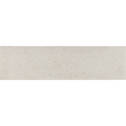 Carson Console Table by Currey and Company in ivory terrazzo. Made from fiber concrete, stone, shell in a transitional style.
