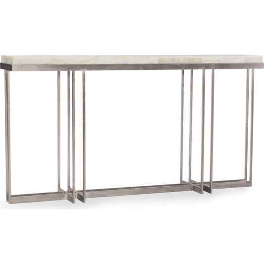 Blaire Console Table by Hooker Furniture in white. Made from tubular steel, onyx in a modern style.