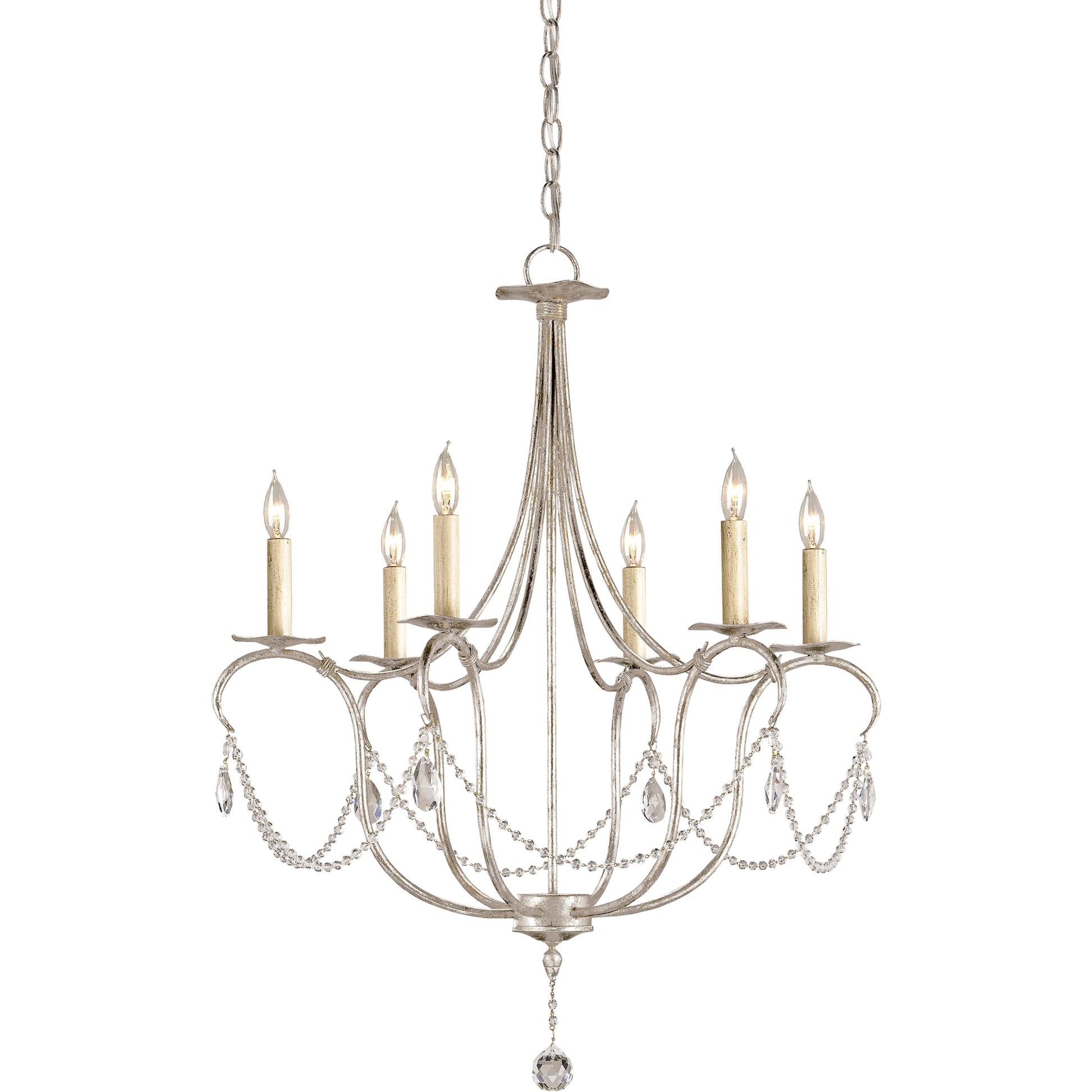 Crystal Light Chandelier by Currey and Company. Made from wrought iron, crystal in a traditional style.