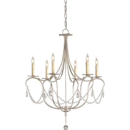 Crystal Light Chandelier by Currey and Company. Made from wrought iron, crystal in a traditional style.