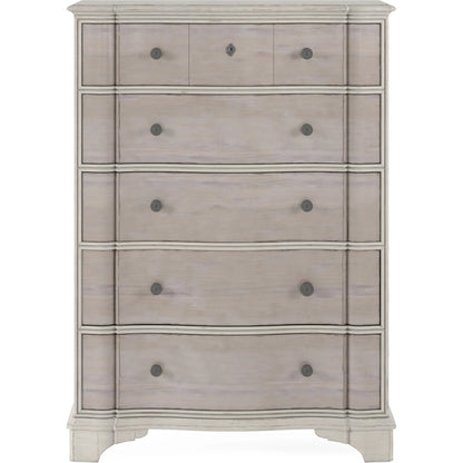 Alcove Drawer Chest by A.R.T. Furniture in belgian ivory, washed maple. Made from acacia solids, maple veneers, metal in a modern style.