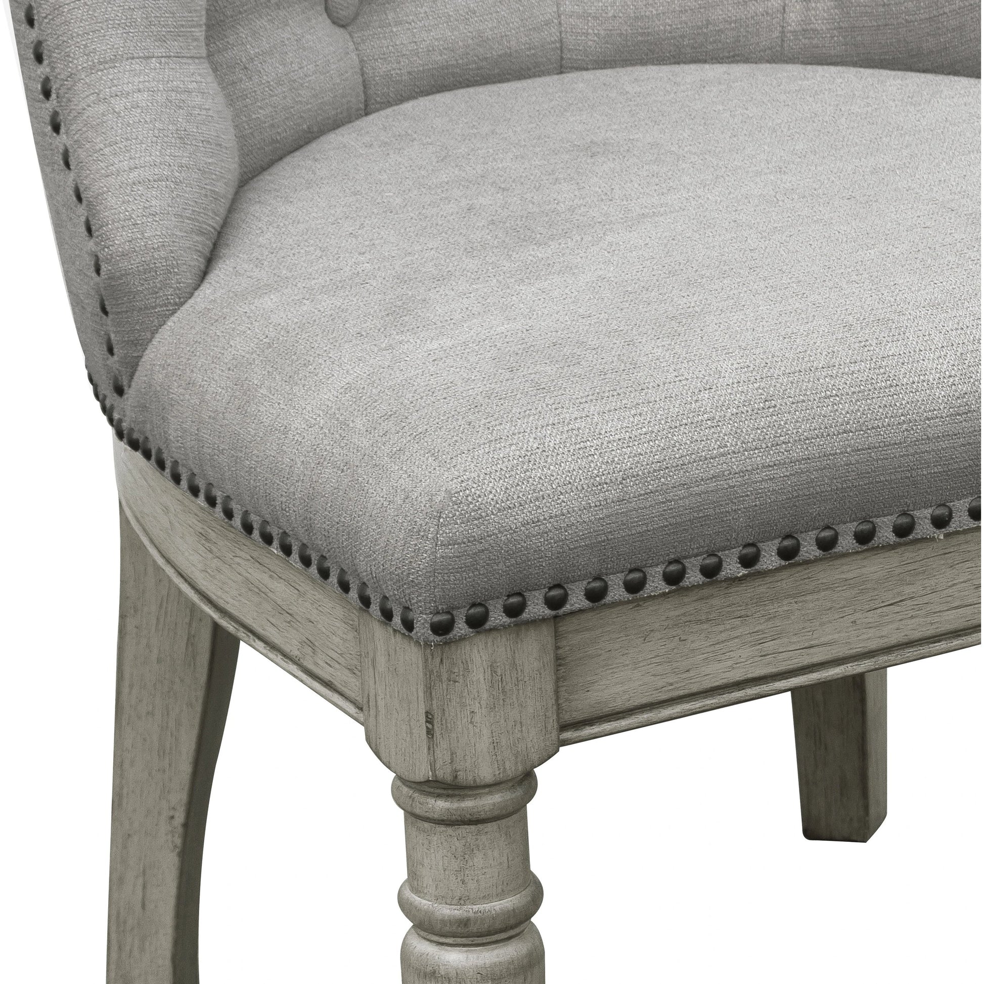 Madison Ridge Host Chair by Pulaski Furniture in bluff grey. Made from asian hardwood, oak veneers in a traditional style.