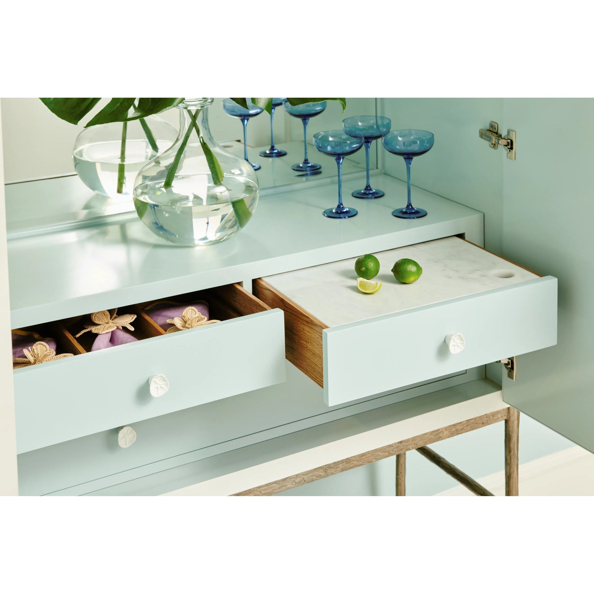 Water Pelagic Cast Metal Bar by Jonathan Charles in bleached oak. Made from oak, cast metal, marble in a modern style.