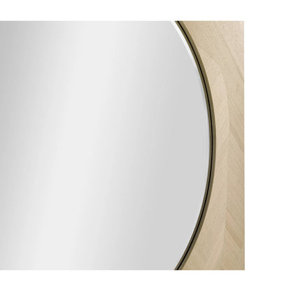 Tidepool Square Mirror by Jonathan Charles in beige and natural dyed koto. Made from koto veneer, mirror, sycamore solid wood in a transitional style.