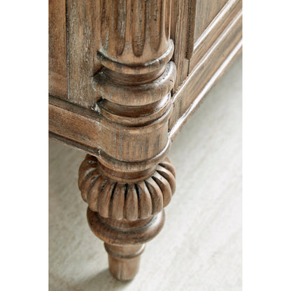 Architrave Server by A.R.T. Furniture in almond. Made from pine solids and veneer, glass, granite, metal in a traditional style.