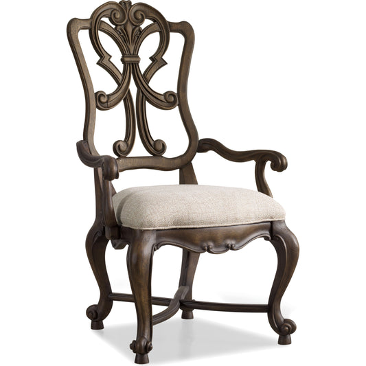 Rhapsody Arm Chair (Set of 2) by Hooker Furniture in rustic walnut, aurora ecru. Made from fabric in a traditional style.