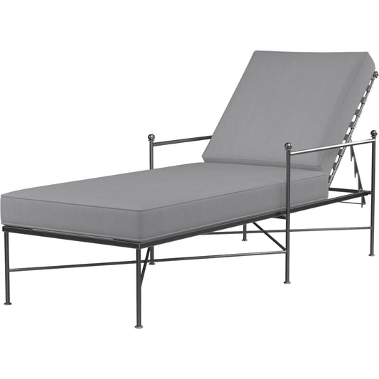 Provence Outdoor Chaise Lounge by Sunset West. Made from wrought iron in a modern style.