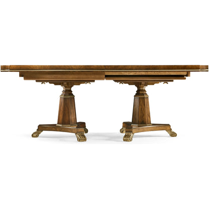 Viceroy Rectangular Dining Table by Jonathan Charles in viceroy brown santos. Made from local mahogany, brass, santos rosewood crown veneer in a traditional style.