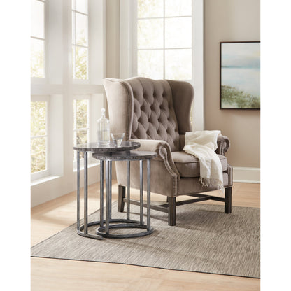 Black Nesting Tables by Hooker Furniture in black. Made from hardwoods, metal tube in a transitional style.