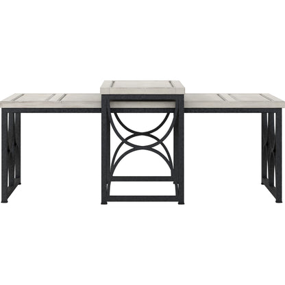 Alcove Metal Cocktail Table by A.R.T. Furniture in belgian ivory, burnished brass. Made from acacia solids, maple veneers, iron in a modern style.