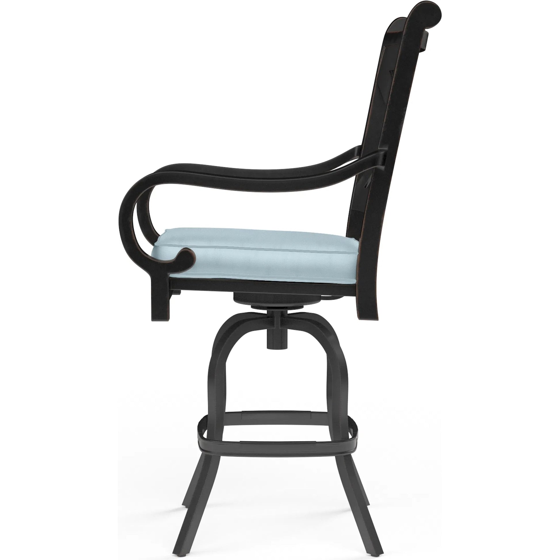 Monterey Outdoor Counter Stool by Sunset West in browns. Made from aluminum in a cottage & farmhouse style.