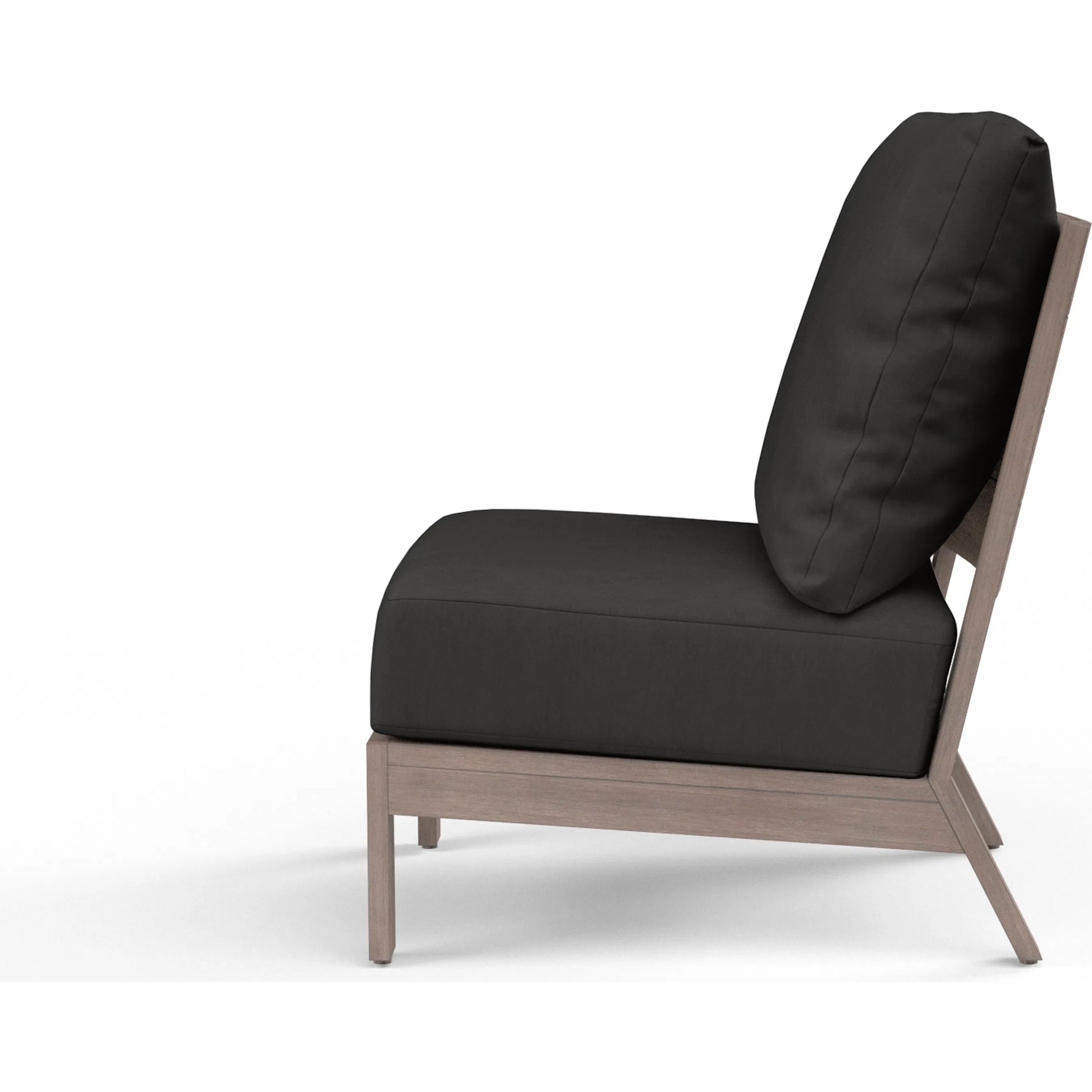 Laguna Outdoor Armless Club in Canvas Flax by Sunset West in browns. Made from aluminum in a modern style.