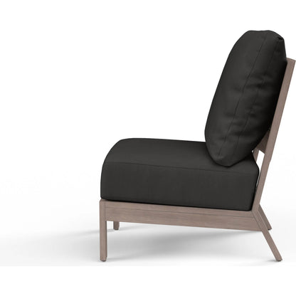 Laguna Outdoor Armless Club in Canvas Flax by Sunset West in browns. Made from aluminum in a modern style.