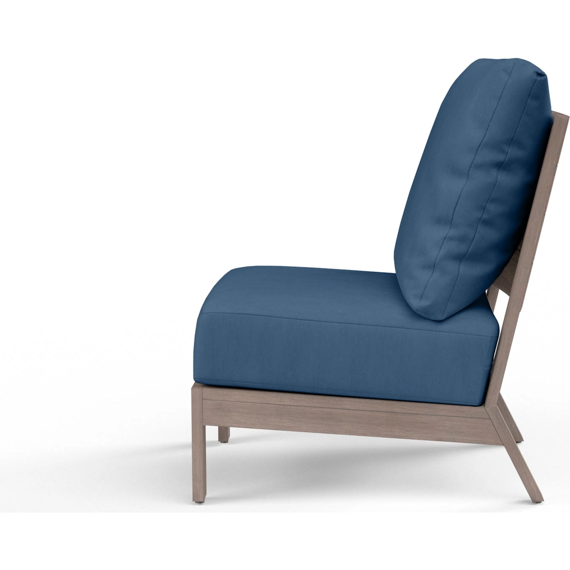 Laguna Outdoor Armless Club in Canvas Flax by Sunset West in browns. Made from aluminum in a modern style.