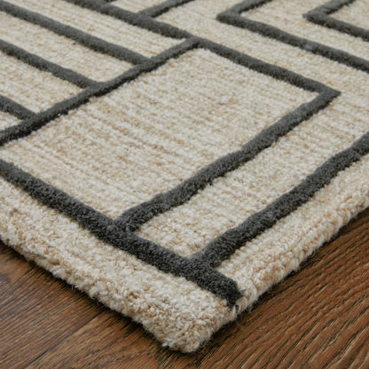Gansett Geometric Rug - T25T8011 by Thom Felicia by Feizy Rugs in tan, brown. Made from wool in a unique style.