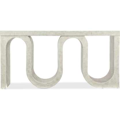Melange Snaked Console Table by Hooker Furniture in cream textured. Made from maple veneers, resin in a modern style.