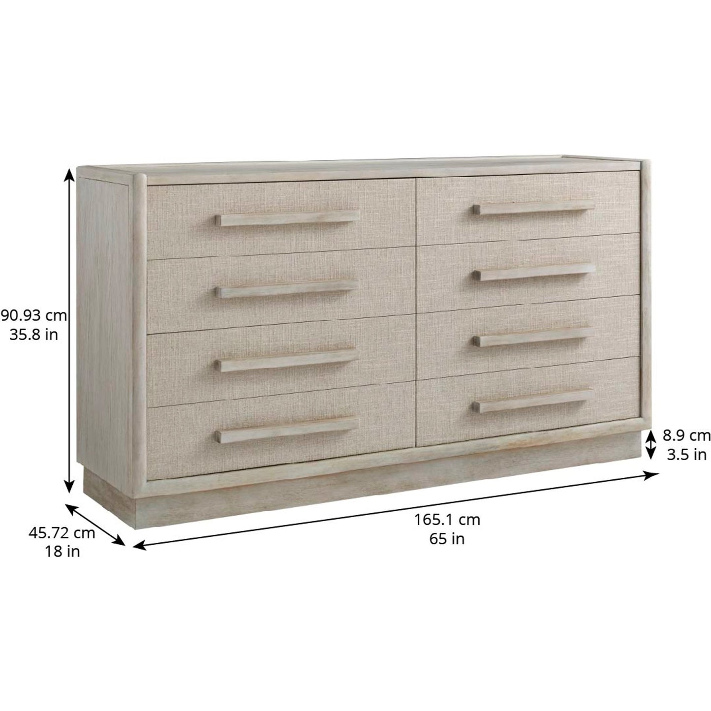 005 SI-2064976 | Additional Silo | Cotiere Dresser in Beige Linen by A.R.T. Furniture in beige linen. Made from parawood solids, mixed split cathedral and quarter white oak veneers, fabric in a modern style.