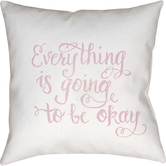 Everything Pillow - 25384 by Livabliss in pink, white. Made from front: 100% polyester, back: 100% polyester in a modern style.