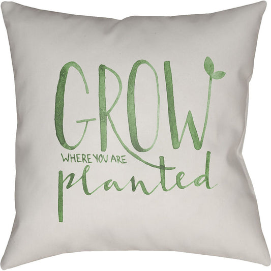 Grow Pillow - 16365 by Livabliss in green, beige. Made from front: 100% polyester, back: 100% polyester in a modern style.