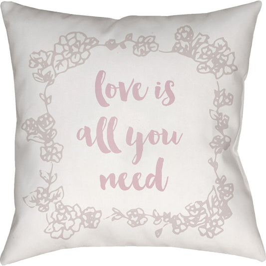 Love All You Need Pillow - 19259 by Livabliss. Made from front: 100% polyester, back: 100% polyester in a modern style.