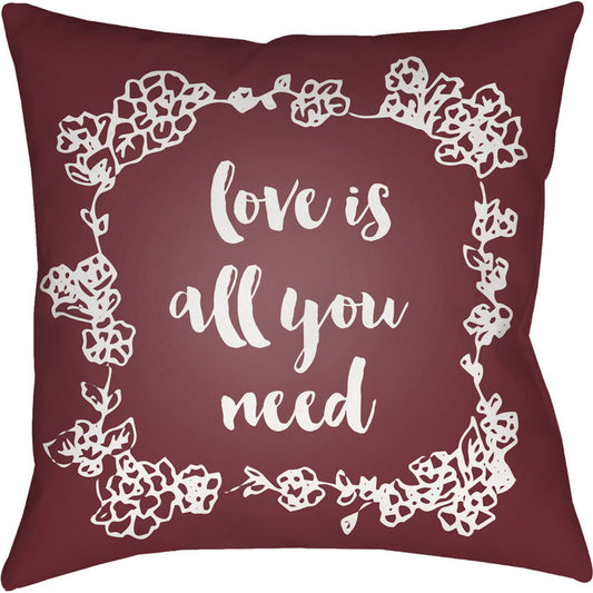 Love All You Need Pillow - 19259 by Livabliss. Made from front: 100% polyester, back: 100% polyester in a modern style.