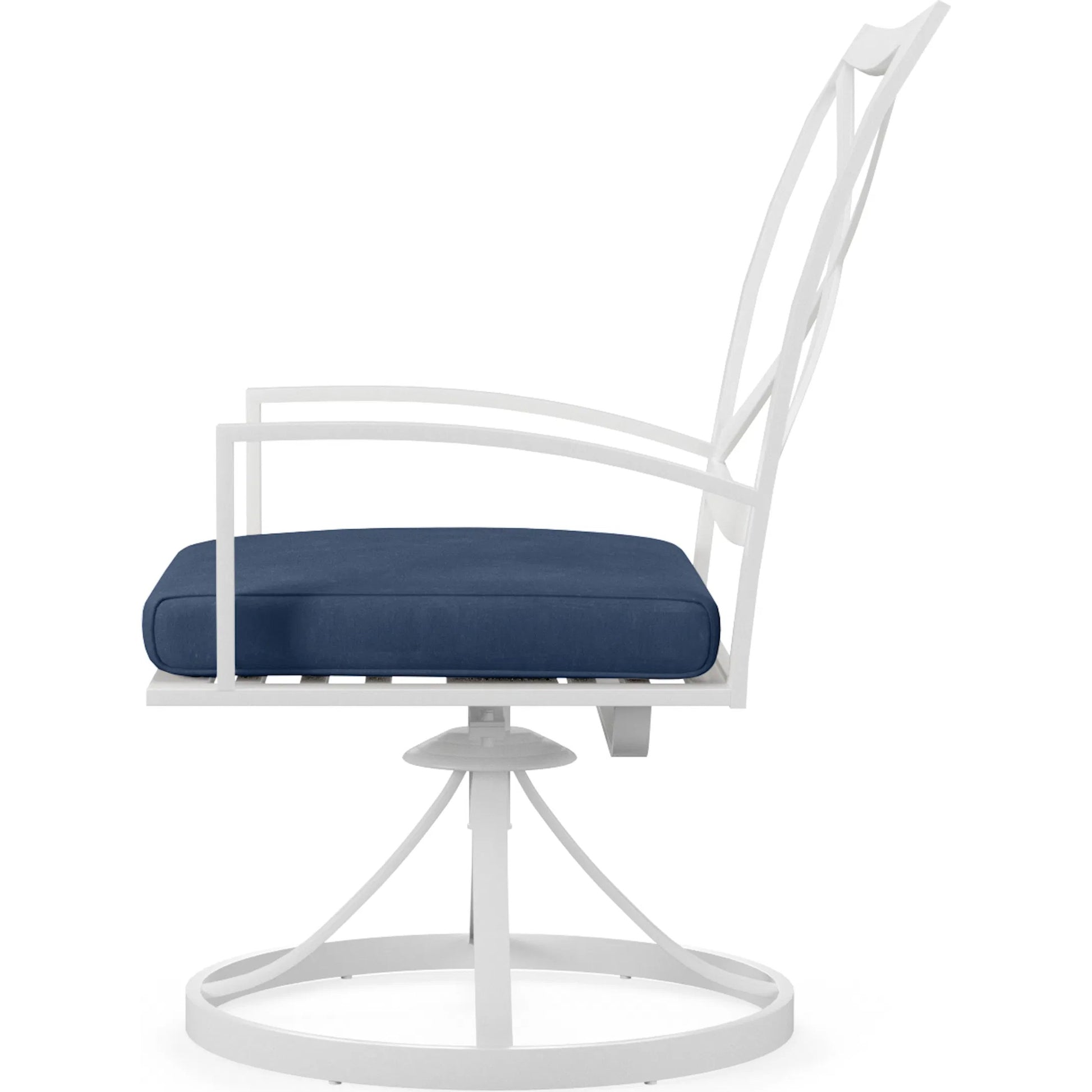 Bristol Outdoor Swivel Dining Chair in Canvas Flax w/ Self Welt by Sunset West. Made from aluminum in a modern style.